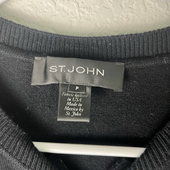 St. John Black Zip Cardigan Sweater Size Small 226 - Picture 2 of 6